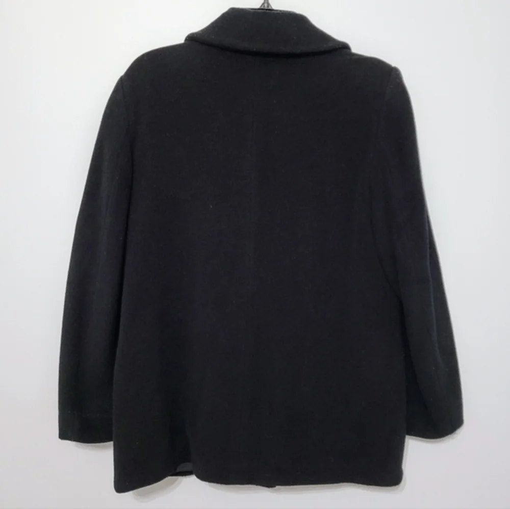 An Fere Women's‎ Black Wool Angora Collared Lined Coat Made in Italy Sz 46 US 12
